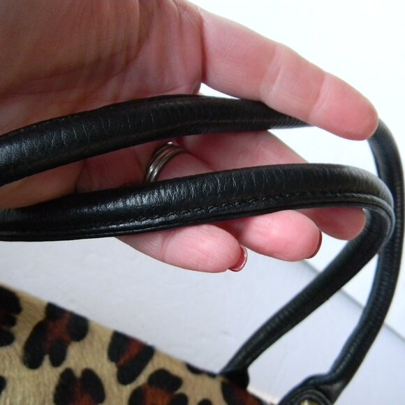 RAFE HAIR CALF LEOPARD ANIMAL PRINT LEATHER SATCHEL  STUD DETAIL - Picture 7 of 8
